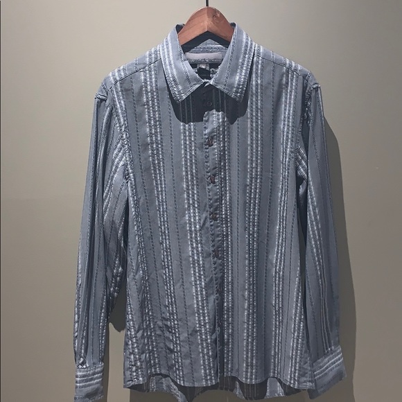 Mac & Jac Grey Two-Tone Stripe Long Sleeve Button Down Dress Shirt - Picture 2 of 3